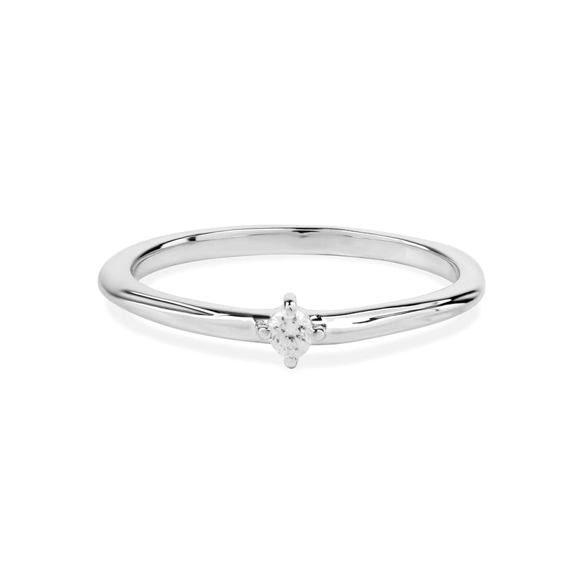 Diamond Solitaire Ring 9k White Gold