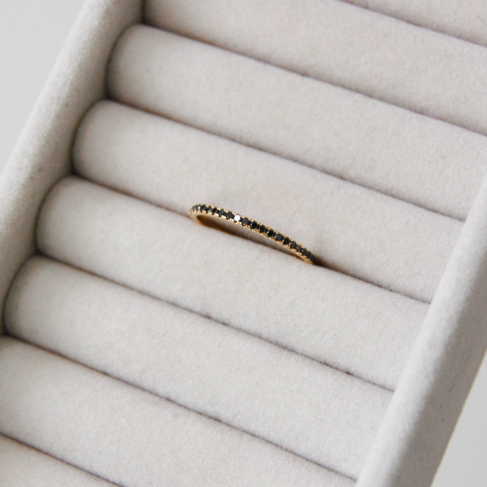 Black Diamond Half Eternity Ring 9k Gold Size M Sample