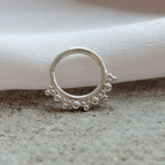 image of beaded hoop daith earring in sterling silver