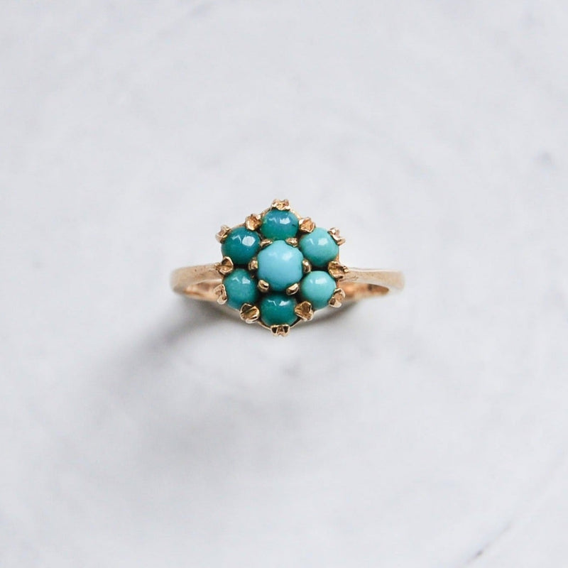 9kt Turquoise Flower Vintage Ring