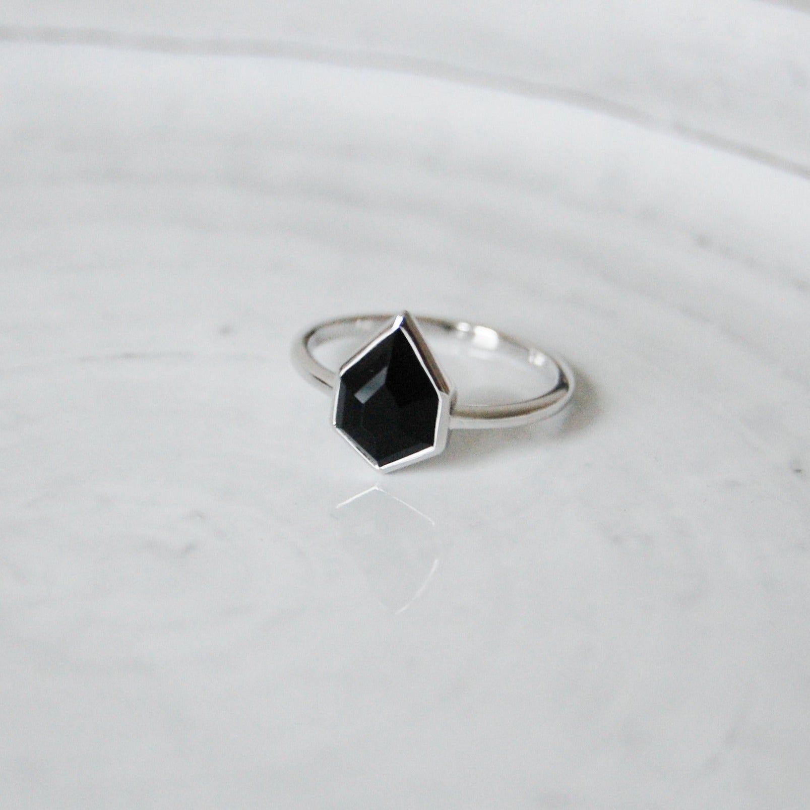 Black Onyx Kite Ring Sterling Silver Size N Sample