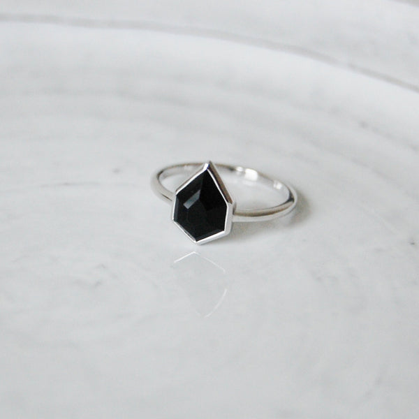 Black Onyx Kite Ring Sterling Silver Size N Sample