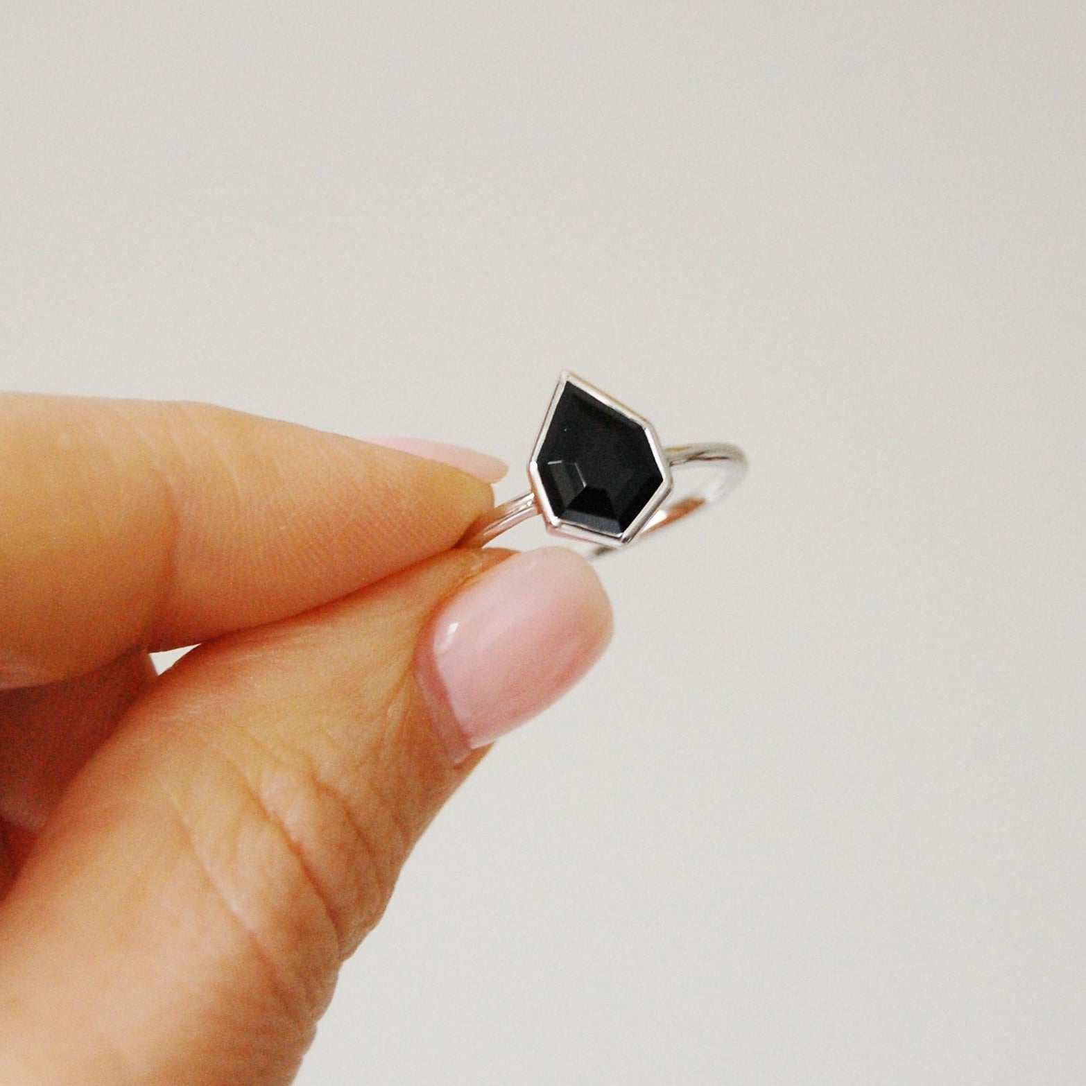 Black Onyx Kite Ring Sterling Silver Size N Sample