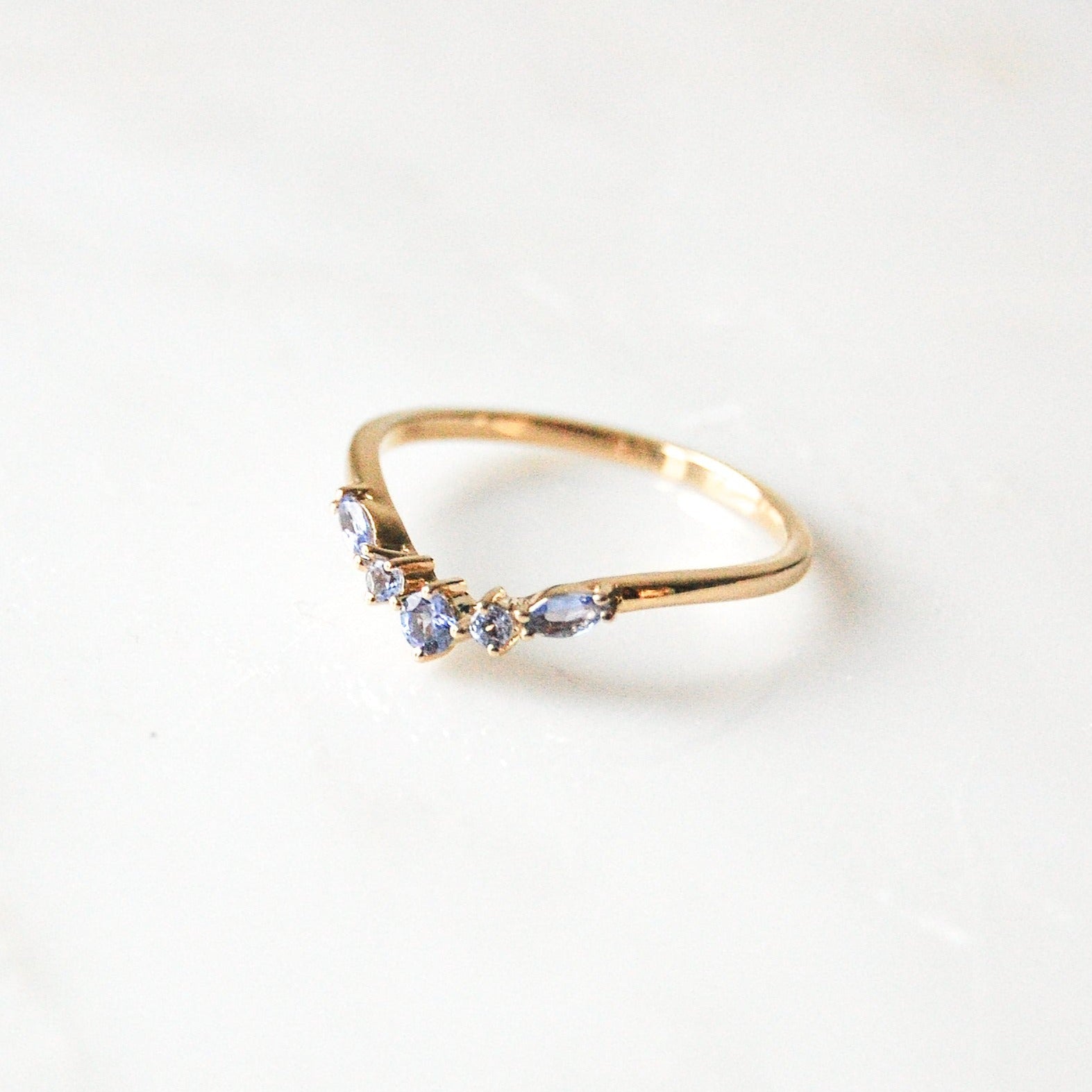 Limited Edition Tanzanite Wishbone Ring 9k Gold