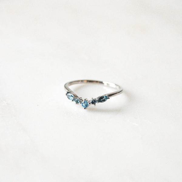 Limited Edition London Blue Topaz Wishbone Ring Sterling Silver