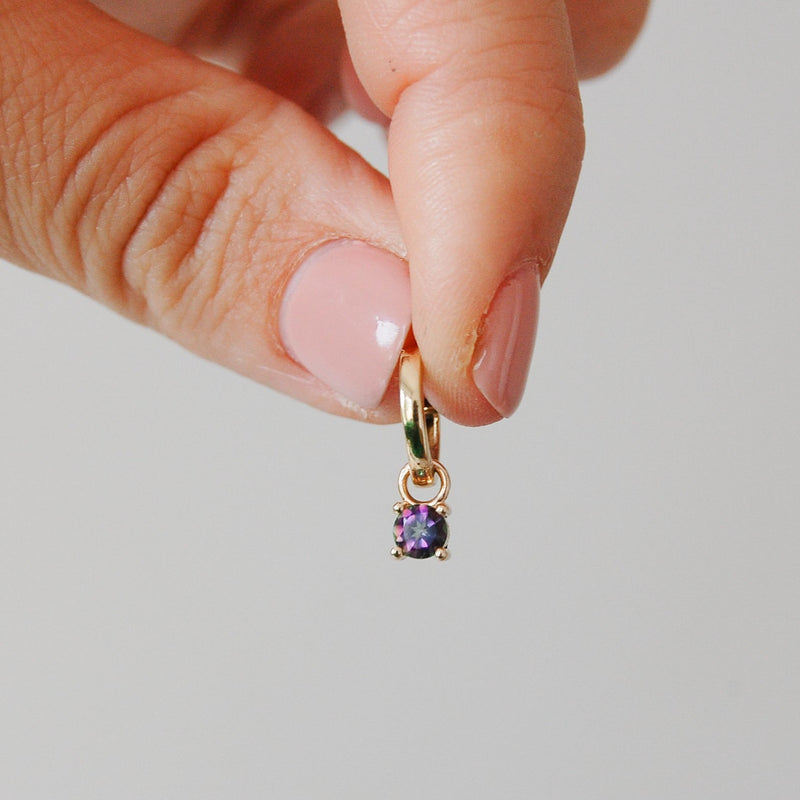 Mystic Topaz Solitaire Earring Charm 9k Gold