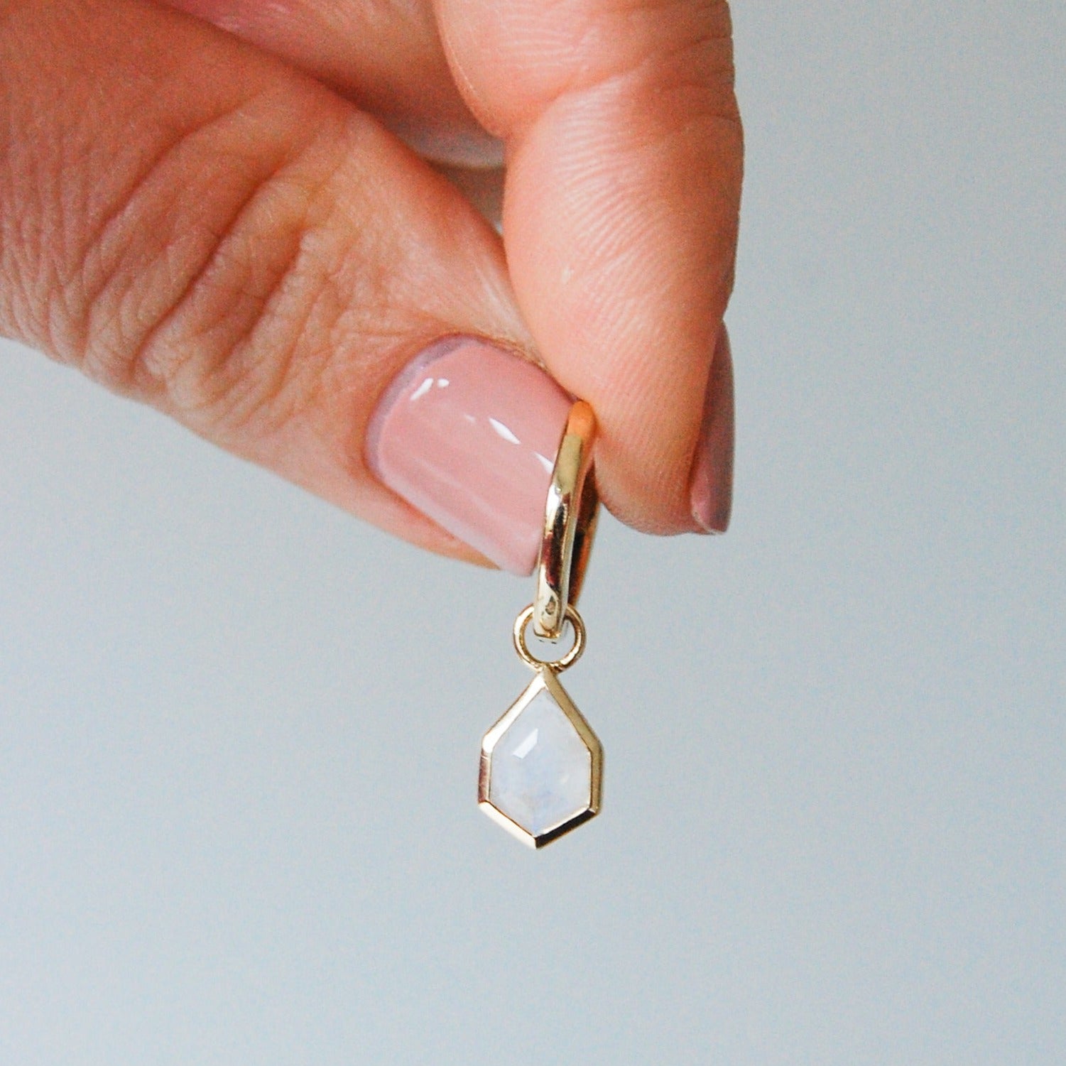 Moonstone Kite Earring Charm 9k Gold