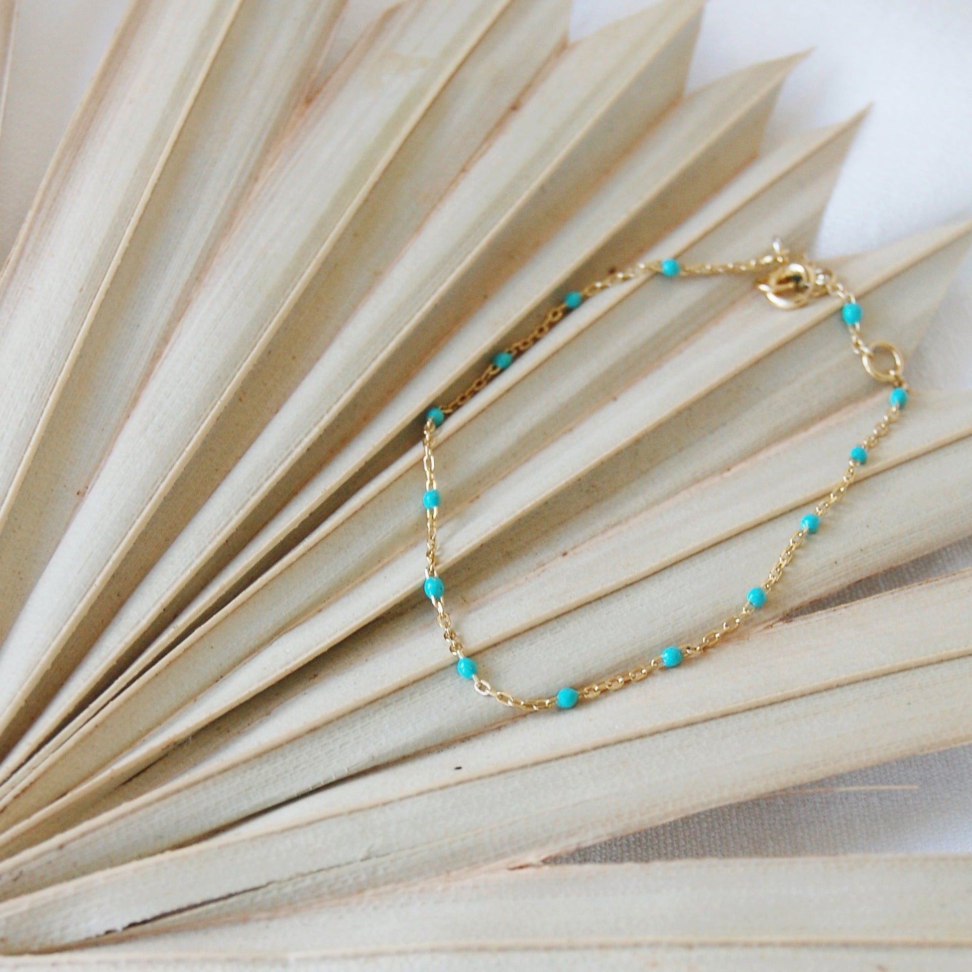 Turquoise Enamel Bracelet 9k Gold