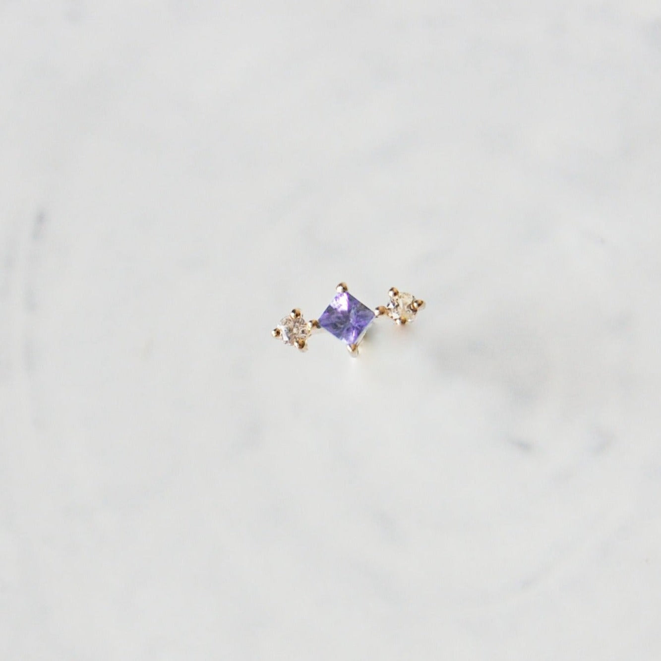 Tanzanite & White Sapphire Stud Earring 9k Gold