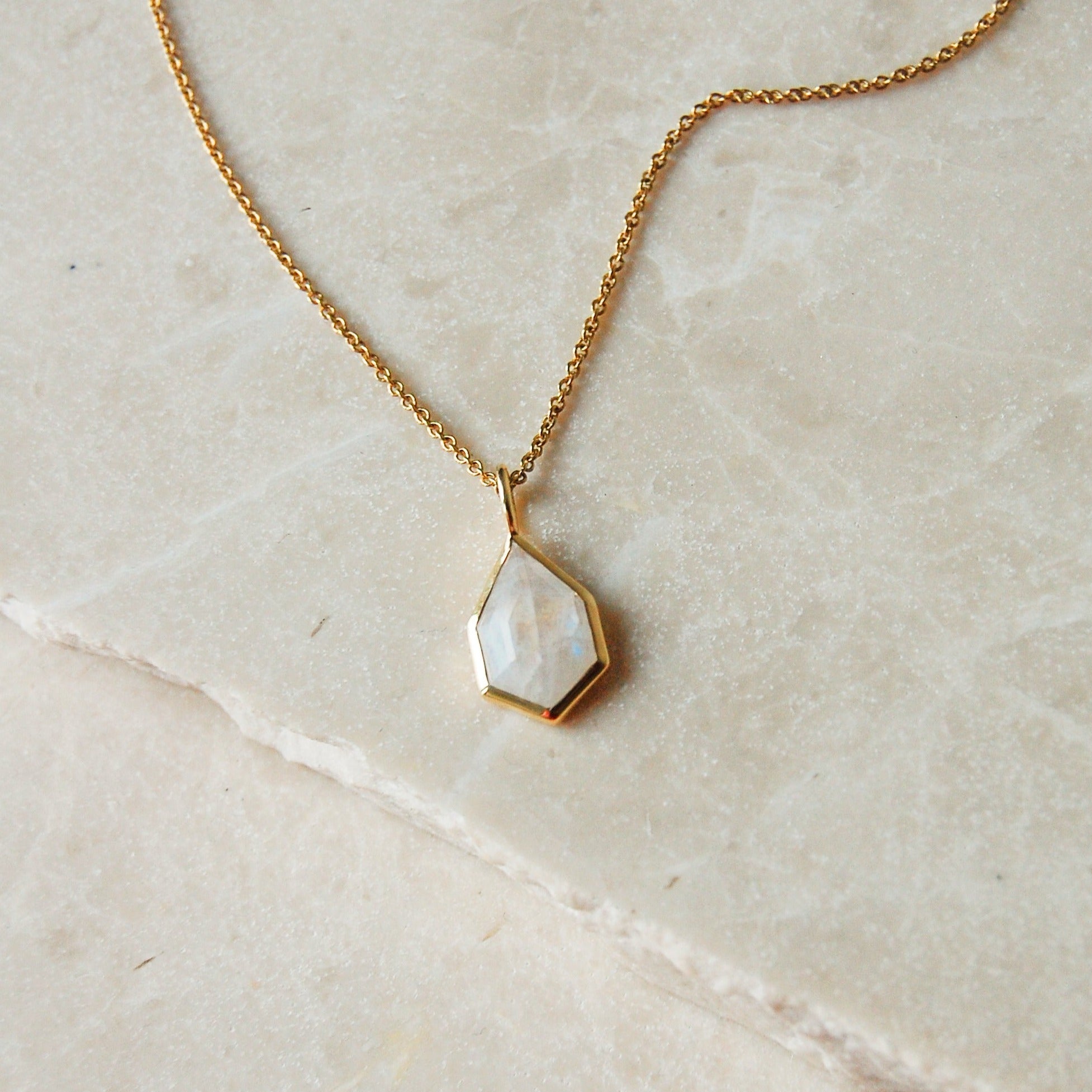 Moonstone Kite Pendant 9k Gold