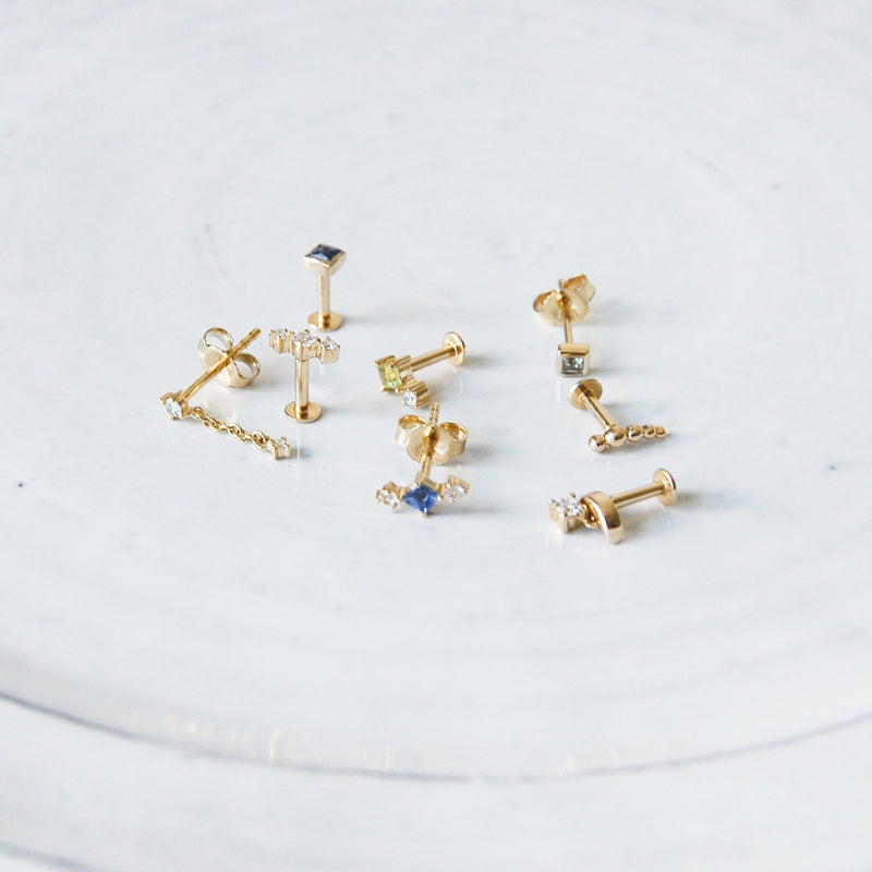 Diamond Trio Flat Back Earring 9k Gold