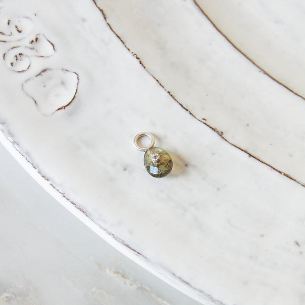 Labradorite & White Sapphire Earring Charm Sterling Silver Sample