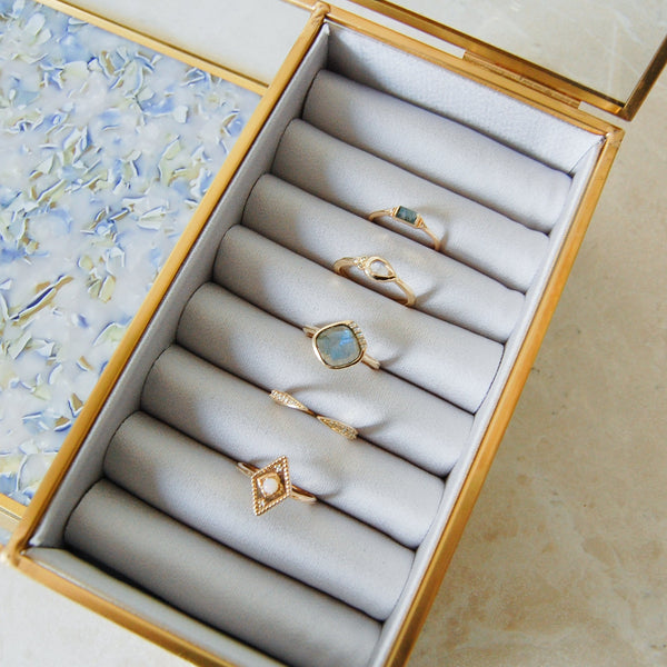 Australian Opal & Diamond Detail Ring 9k Gold