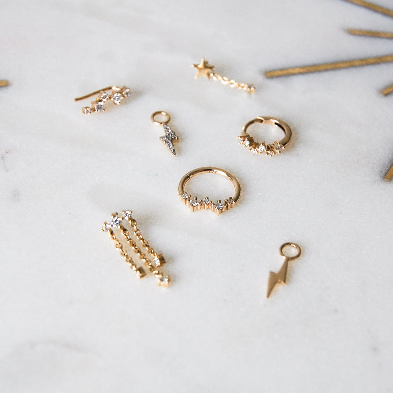Lightning Bolt Earring Charm 9k Gold