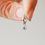 Sapphire Hoop Charm Earring Sterling Silver Sample