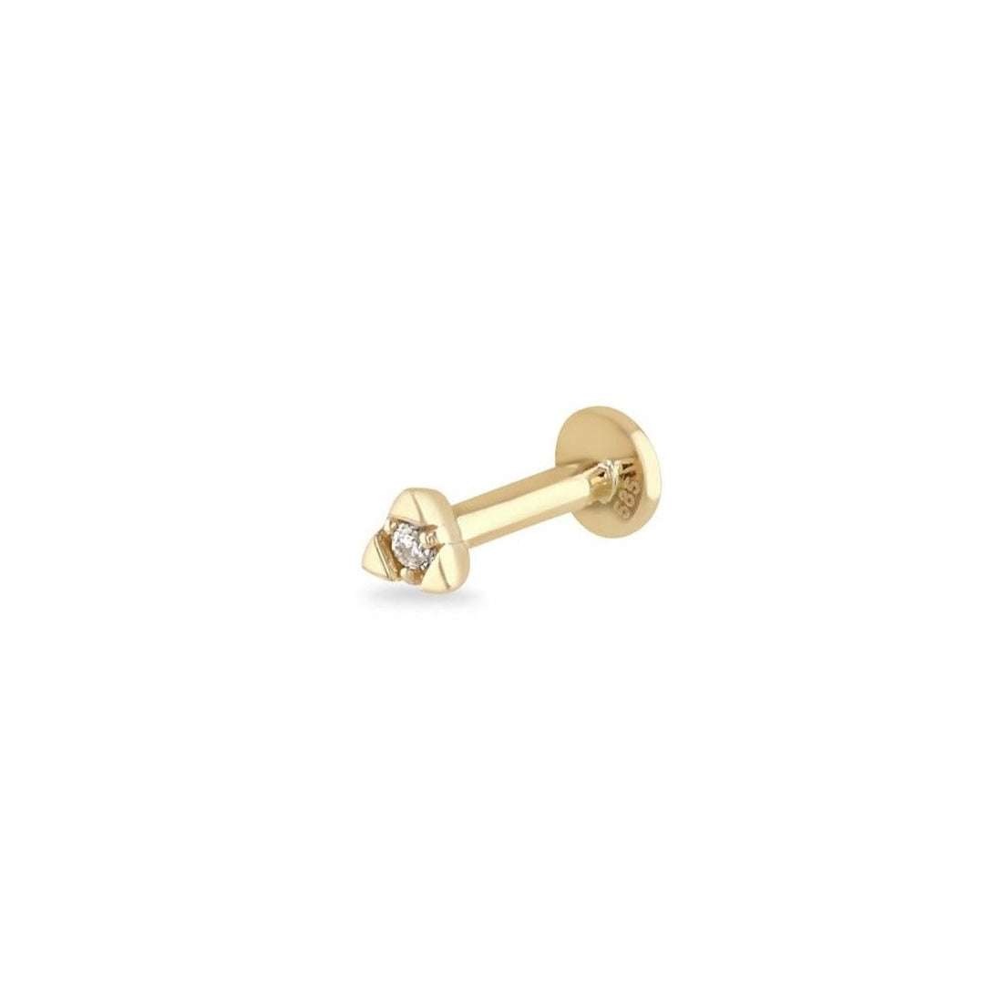 DiamondTriangleFlatBackEarring14kGold white background