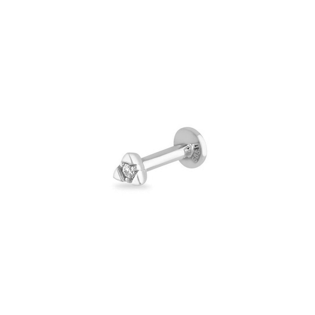 Diamond Triangle FlatBack Earring 14k Gold white background