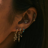 Diamond Drop Spike Hoop Earrings 9k Gold