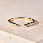 Diamond Open Ring 9k Gold on hard surface
