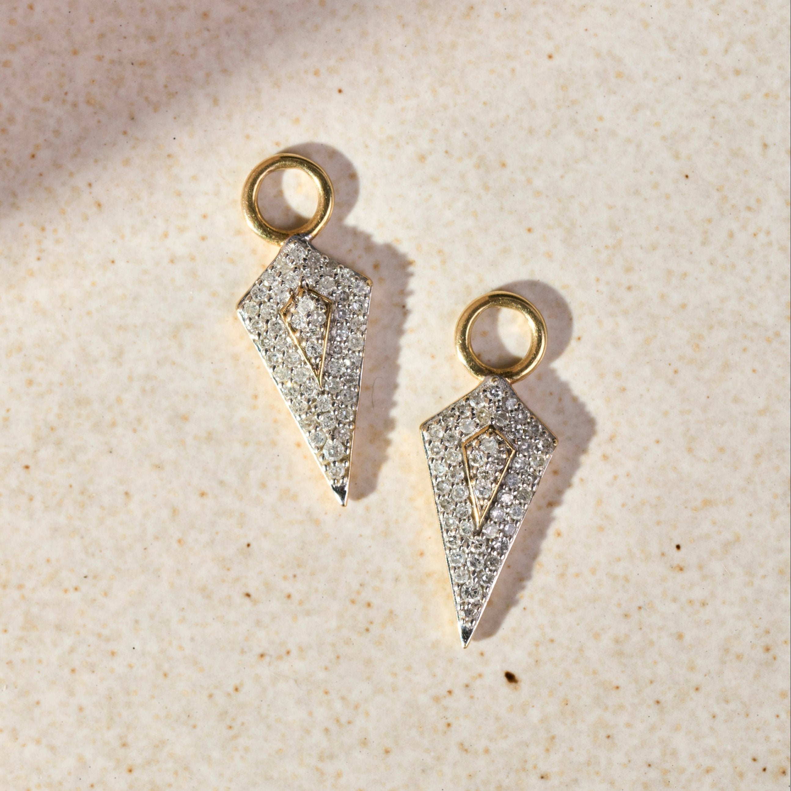 Diamond Rhombus Earring Charms 9k Gold on hard surface