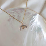 Diamond Starry Night Horn Pendant 9k Gold on white fabric