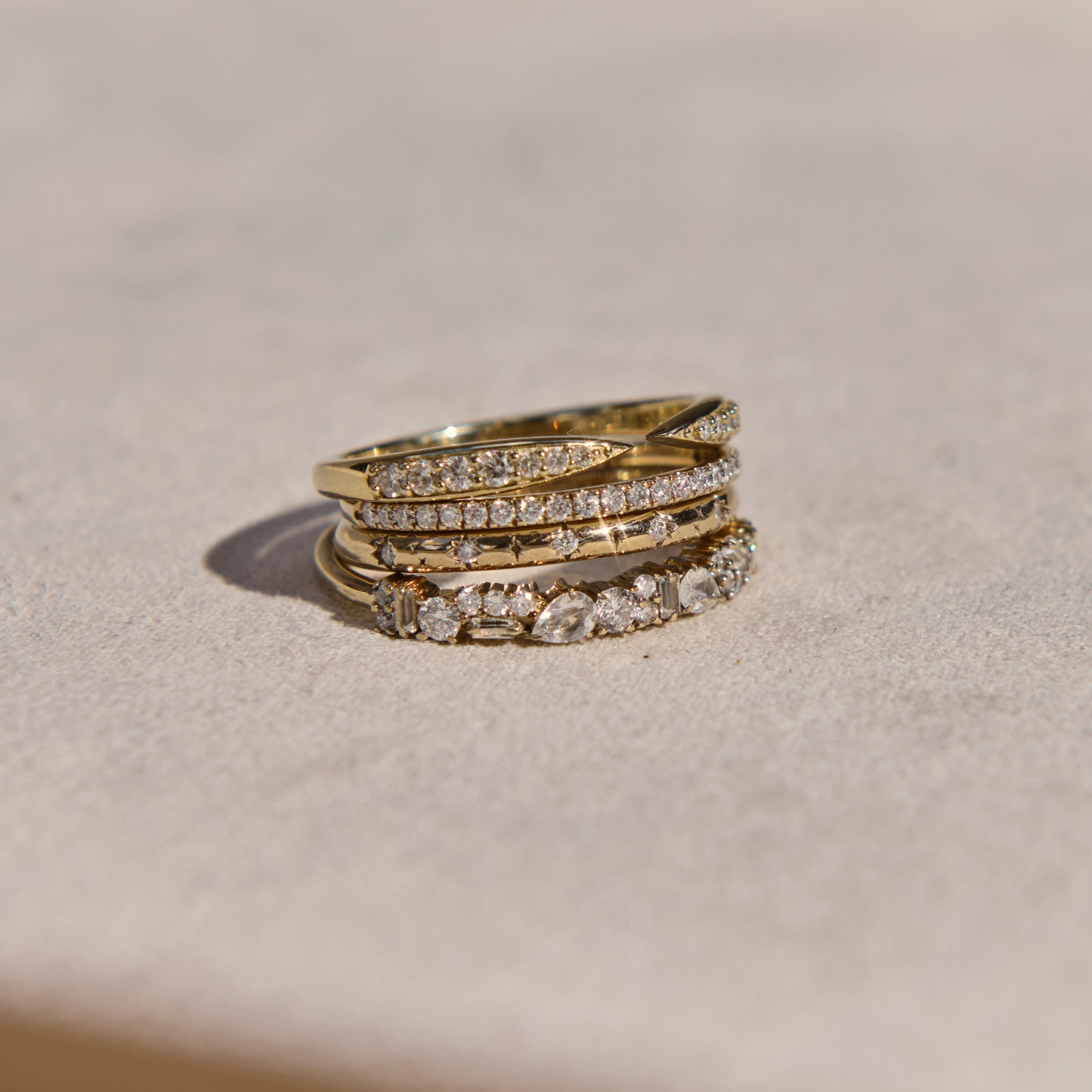 stack of diamond rings