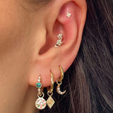 Mini Pearl Moon Earring Charm 9k Gold