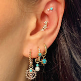 Pearl & Turquoise Earring Charm 9k Gold