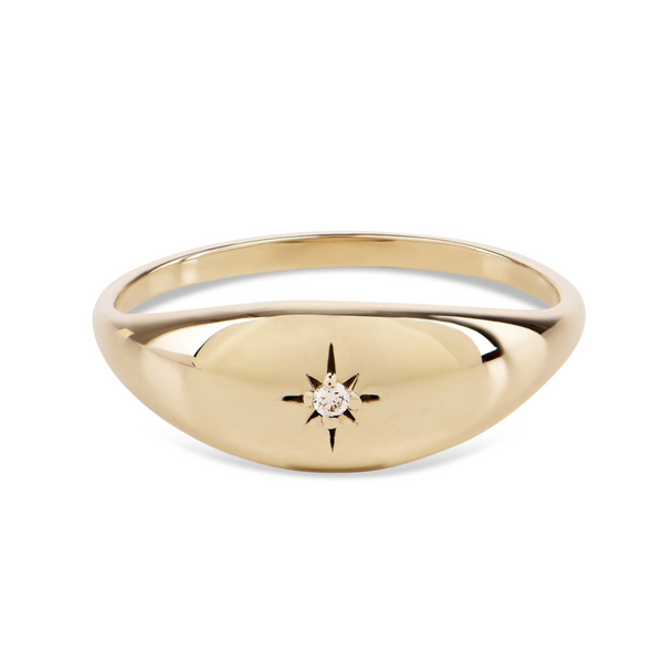 Diamond Star Domed Ring 9k Gold