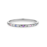 Gemstone Celestial Band Ring 9k White Gold