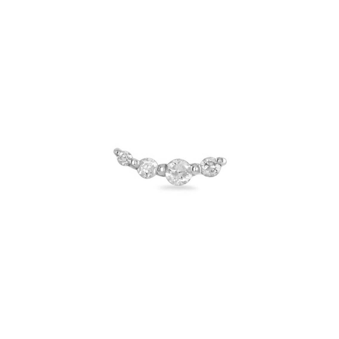 Graduated Diamond Curve Flat Back Earring 14k White Gold