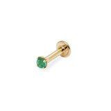 Mini Emerald Solitaire Flat Back Earring 14k Gold