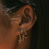 Emerald Snake Earring Charm 9k Gold