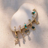 solid gold ear stack including the Labradorite & White Sapphire Earring Charm 9k Gold