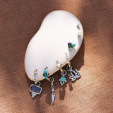 Labradorite & White Sapphire Earring Charm Sterling Silver