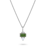 silver green necklace on white backround