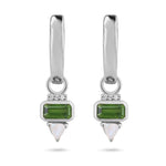 Green tourmaline earrings on white background