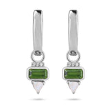 Green tourmaline earrings on white background