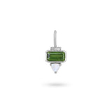 Green Tourmaline, White Sapphire & Moonstone Pendant Sterling Silver