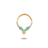 Green Tourmaline & Diamond Daith Hoop 9k Gold