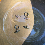 Guava Quartz T-Bar Earring Charm Sterling Silver in a dish with the labradorite t-bar earring charms