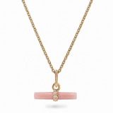 Guava Quartz T-Bar Necklace 9k Gold