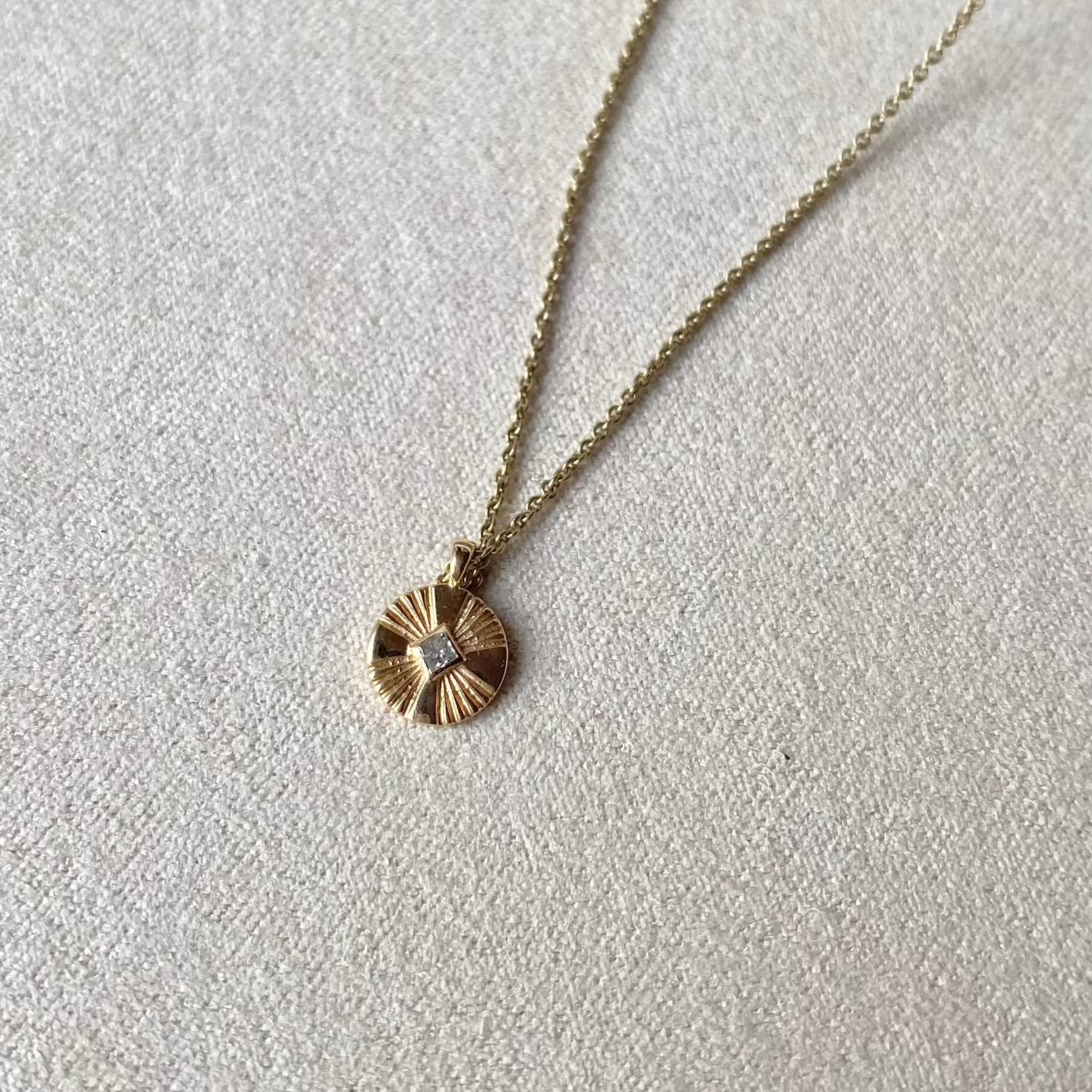 Mini Diamond Coin Necklace 9k Gold Sample