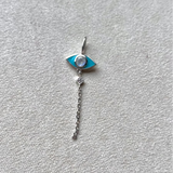 Moonstone & White Sapphire Eye Chain Pendant Sterling Silver Sample