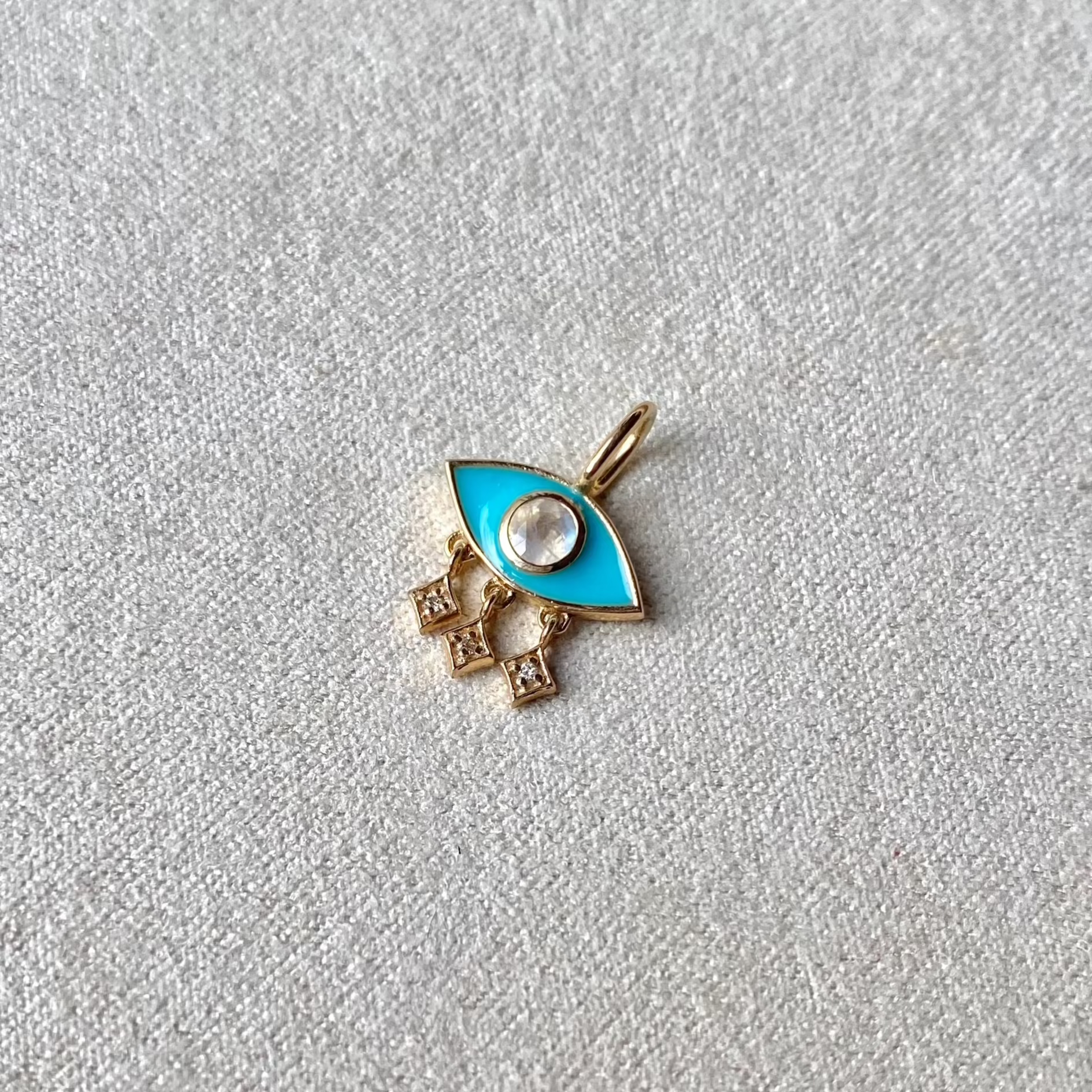 Moonstone & Diamond Eye Pendant 9k Gold Sample