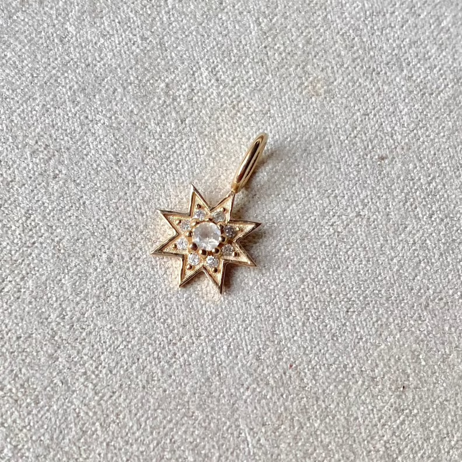 Moonstone & Diamond Star Pendant 9k Gold Sample