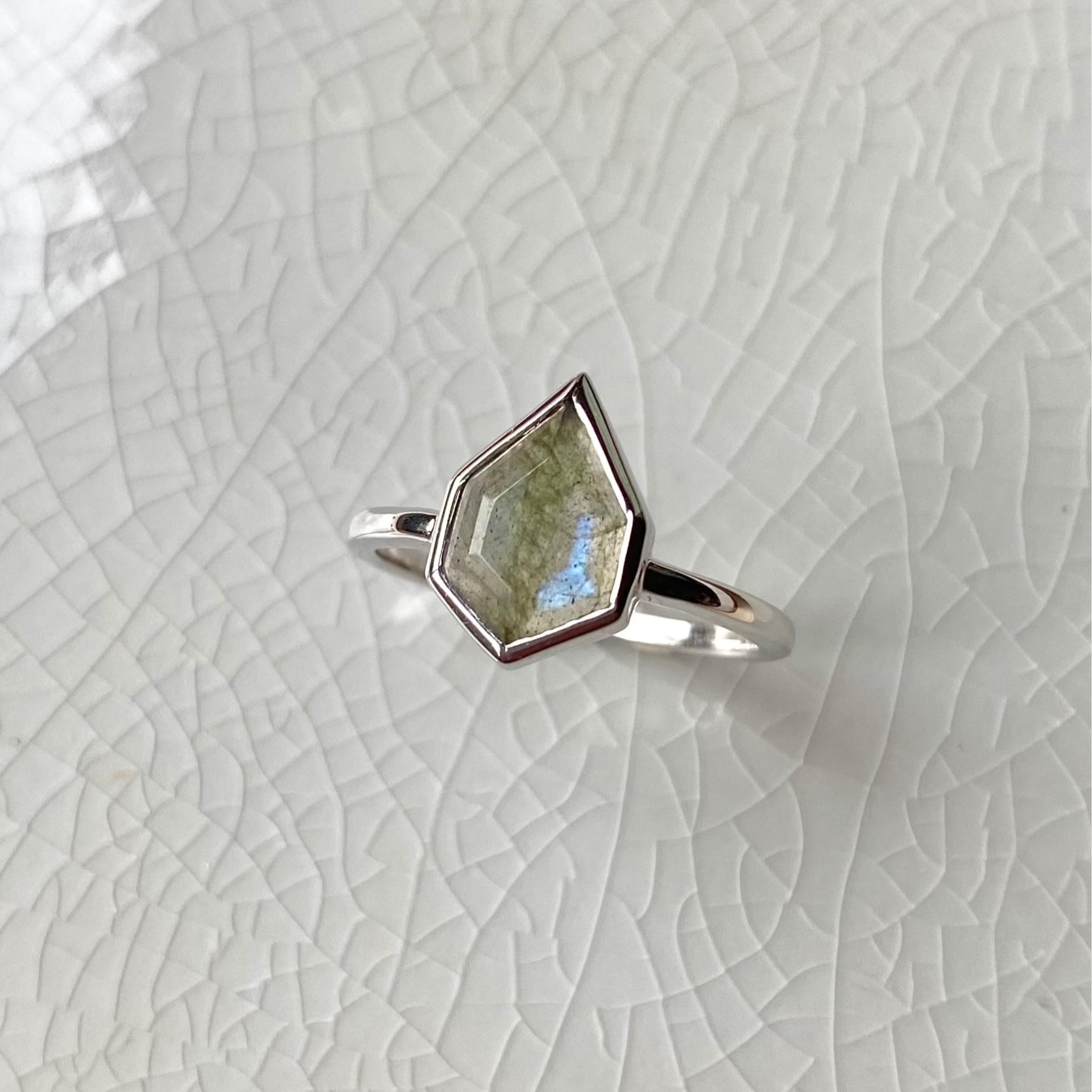 Labradorite Kite Ring Sterling Silver Size N Sample