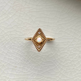 Australian Opal & Diamond Detail Ring 9k Gold Size N Sample