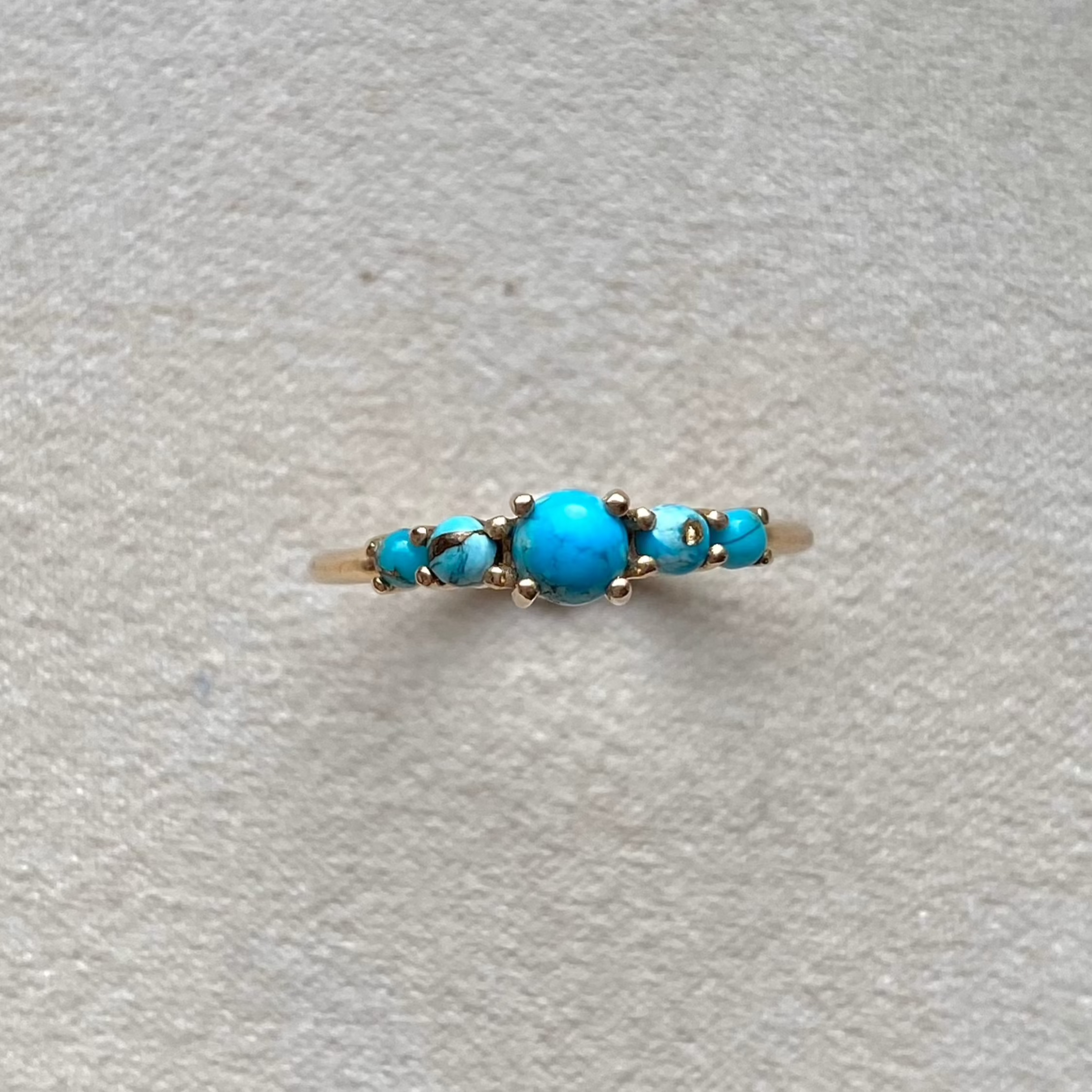 Copper Turquoise Ring 9k Gold Size M Sample