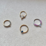 Moonstone & Pink Sapphire Daith Hoop 9k White Gold Sample